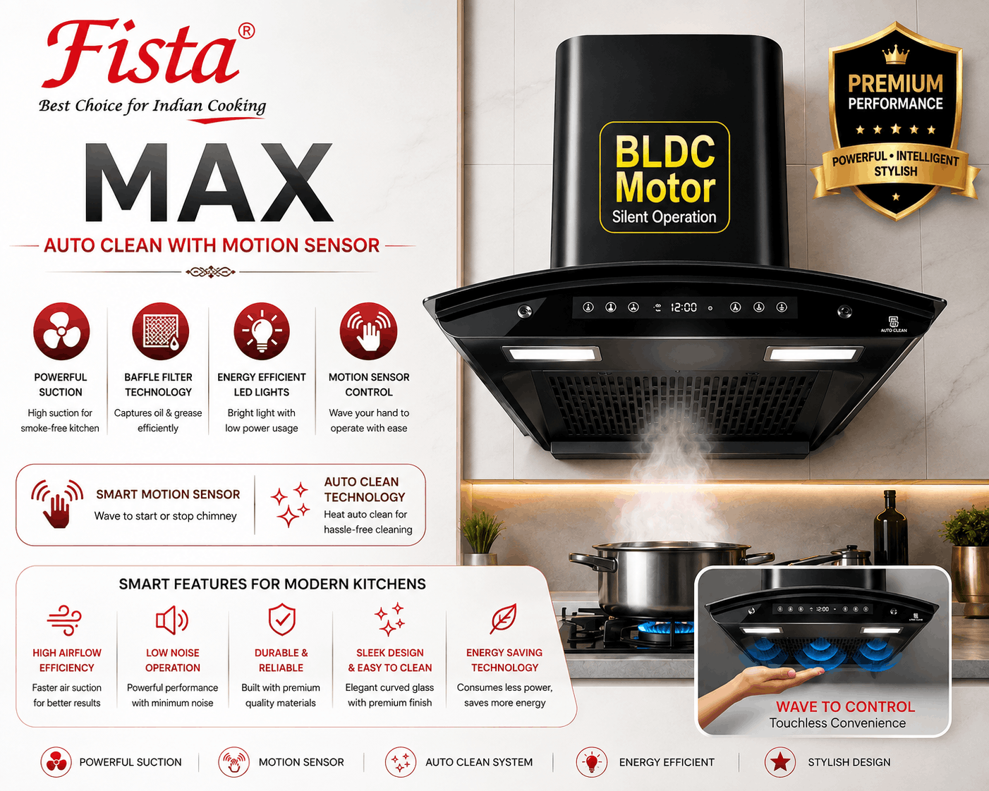 Max Filterless Kitchen Chimney